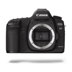 Canon EOS 5D Mark II, vista frontal (imagem ilustrativa)