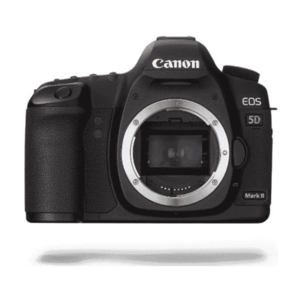 Canon EOS 5D Mark II, vista frontal (imagem ilustrativa)