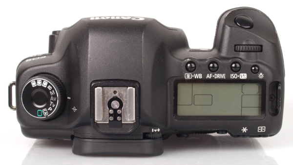 Canon EOS 5D Mark II, vista superior (imagem ilustrativa)