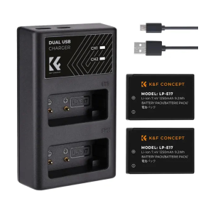 K&F Concept LP-E17 Dual Charger Kit with 2 Batteries
