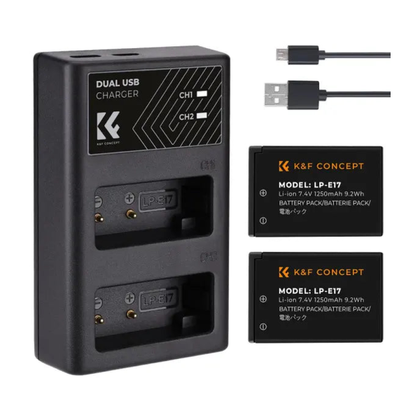 K&F Concept LP-E17 Dual Charger Kit with 2 Batteries